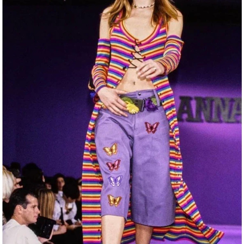 Anna Sui Multicolor Cotton Striped Sleeveless Button Midi Dress Size P